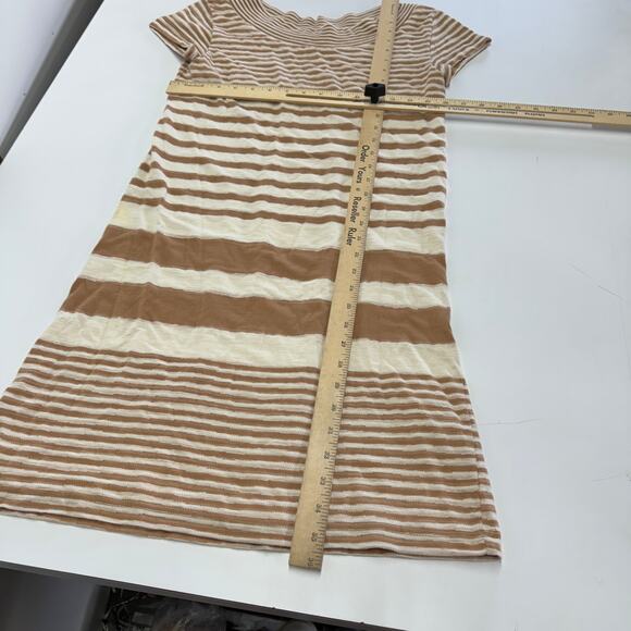 Maeve Dress Womens X Small Tan White Haven Stripe Shift Cotton Anthropologie - Picture 7 of 9